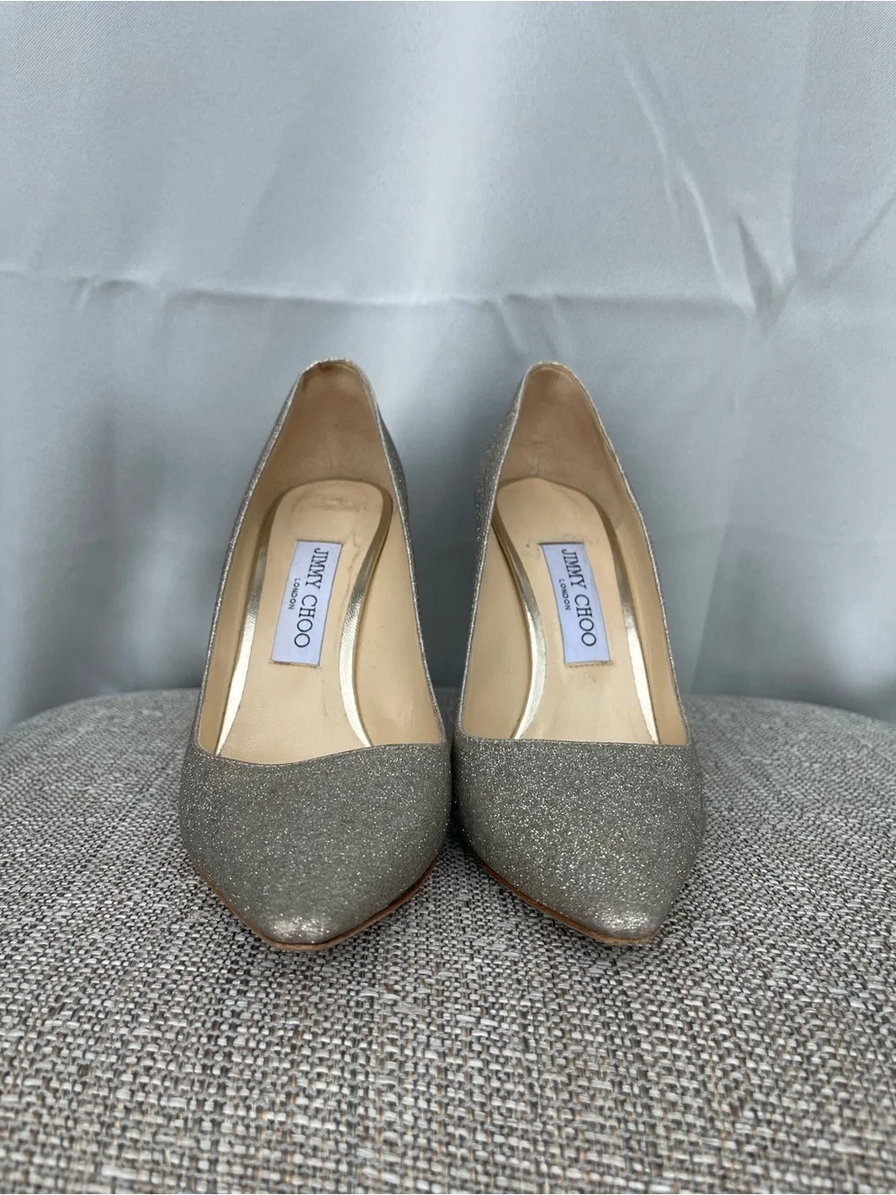 Jimmy Choo Glitter Pointed-Toe Stiletto Pumps - Silver